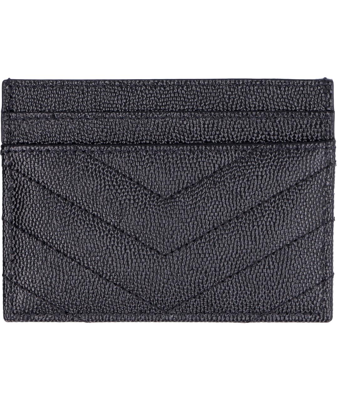 SAINT LAURENT Черный кожаный кардхолдер, фото 2