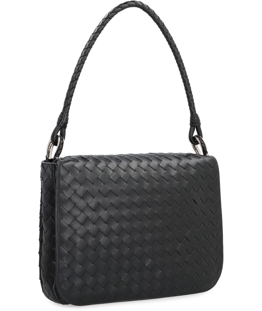 BOTTEGA VENETA Черная кожаная сумка на плечо, фото 2