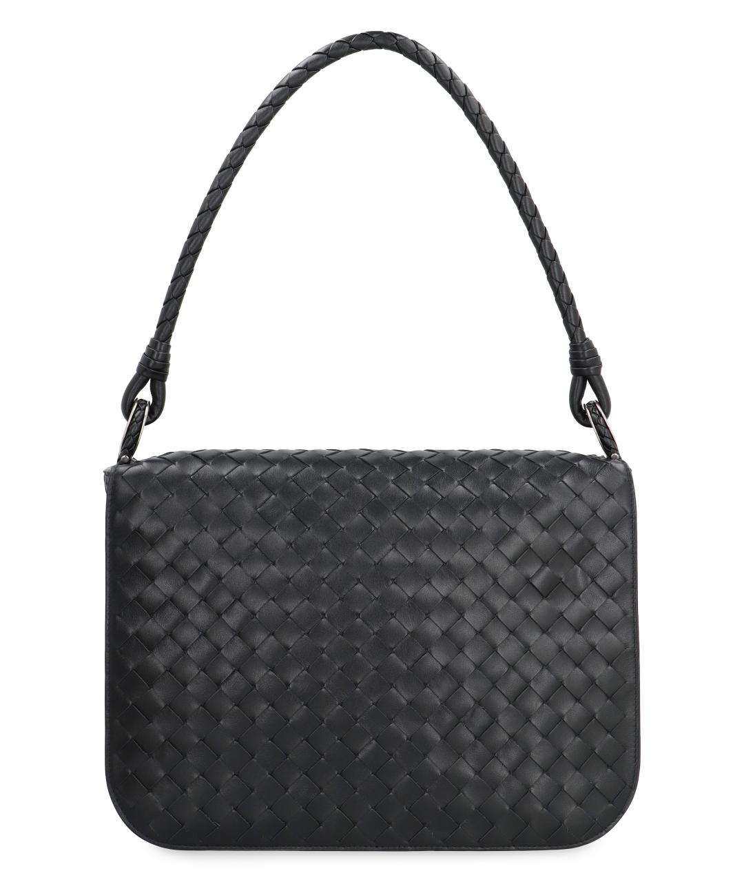 BOTTEGA VENETA Черная кожаная сумка на плечо, фото 1
