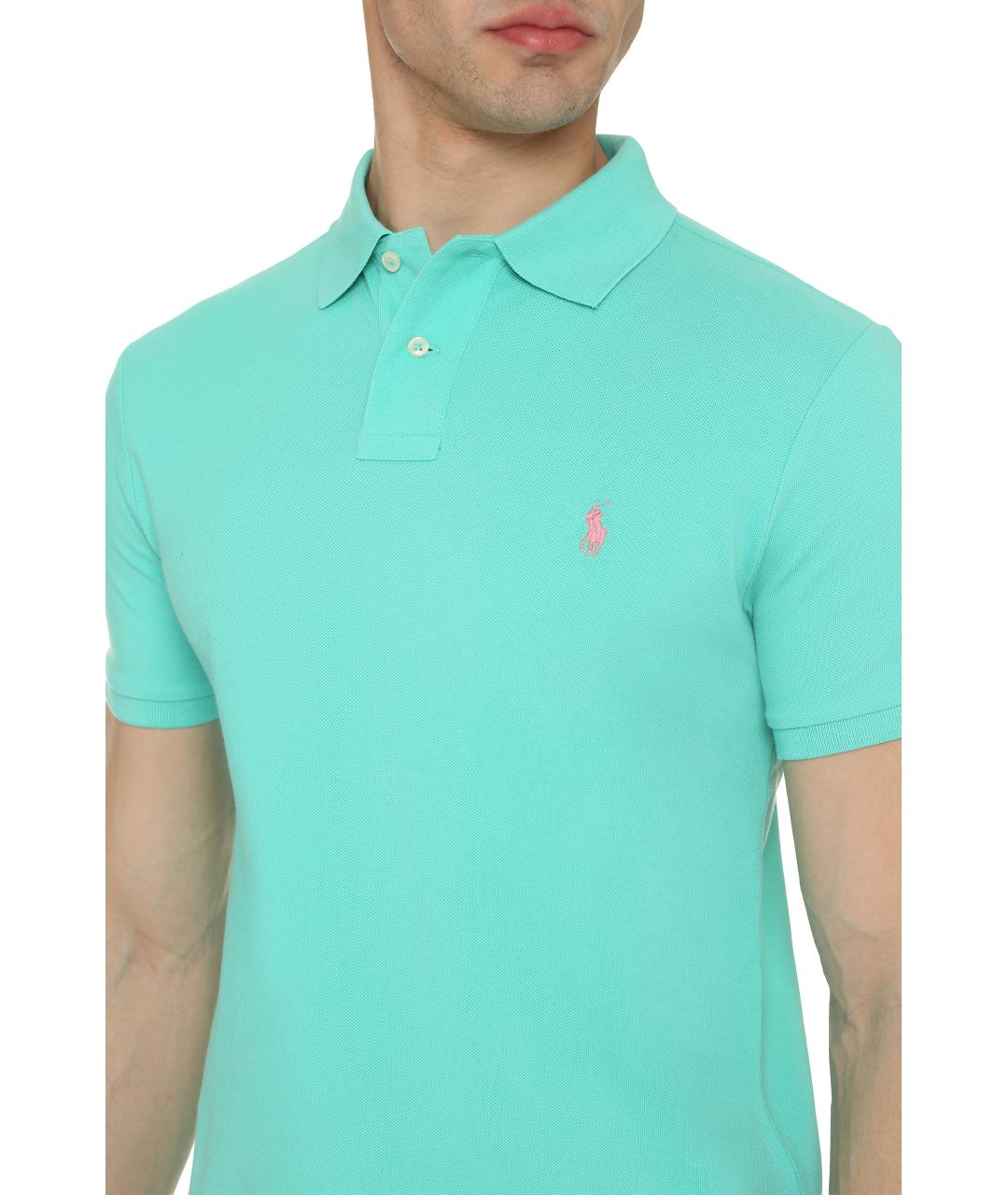 POLO RALPH LAUREN Зеленое хлопковое поло с коротким рукавом, фото 5