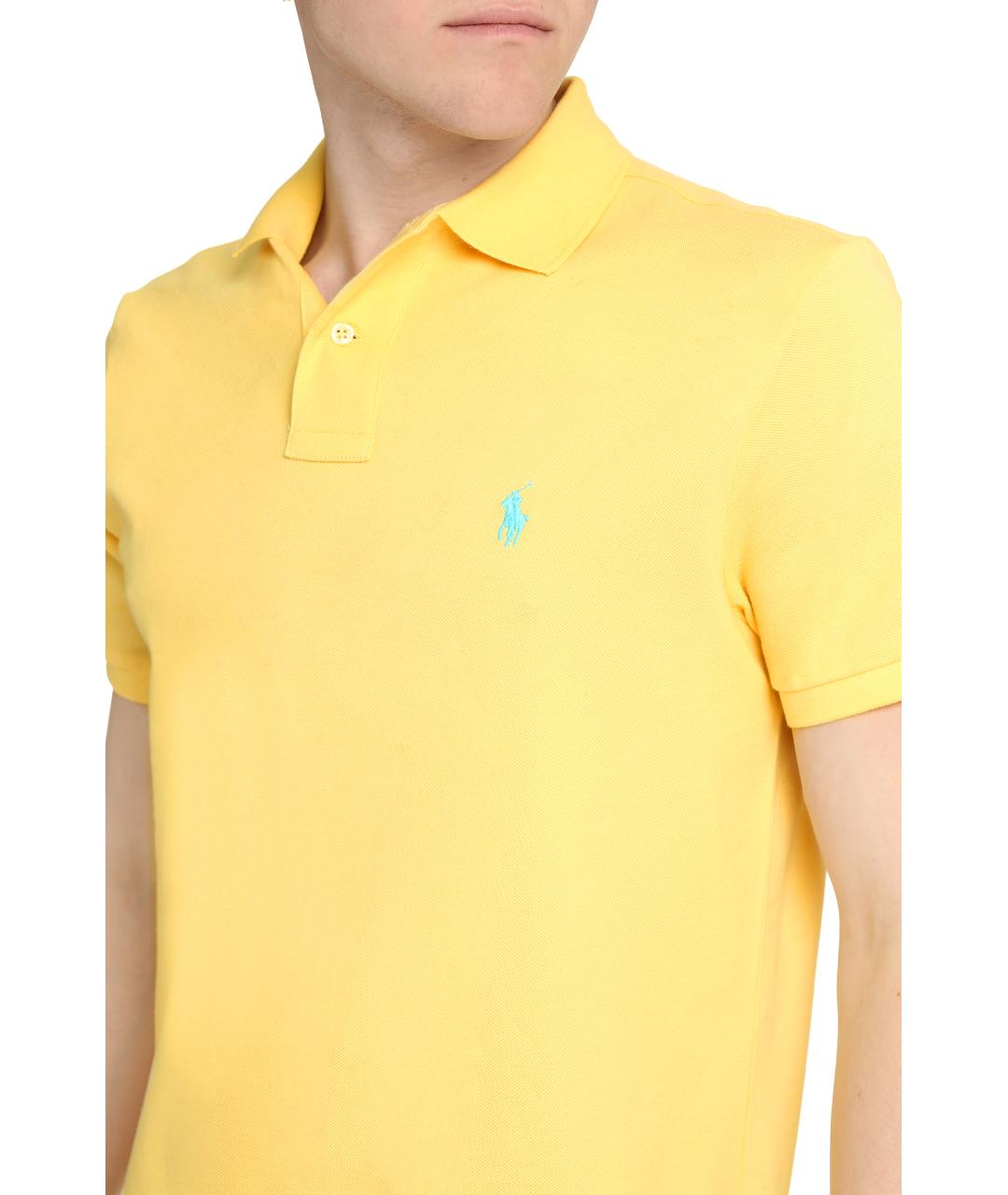 POLO RALPH LAUREN Желтое хлопковое поло с коротким рукавом, фото 5