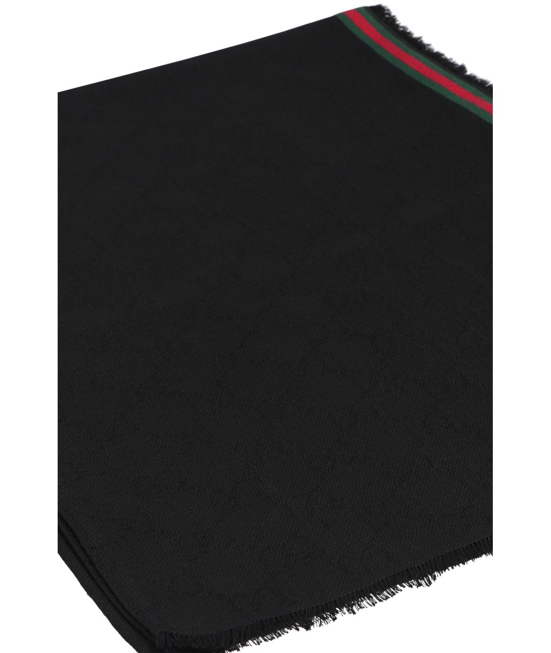 GUCCI Черный шелковый шарф, фото 3
