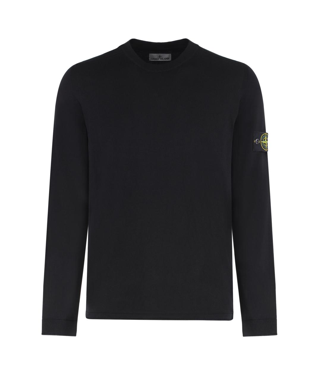 STONE ISLAND Черный хлопковый джемпер / свитер, фото 1