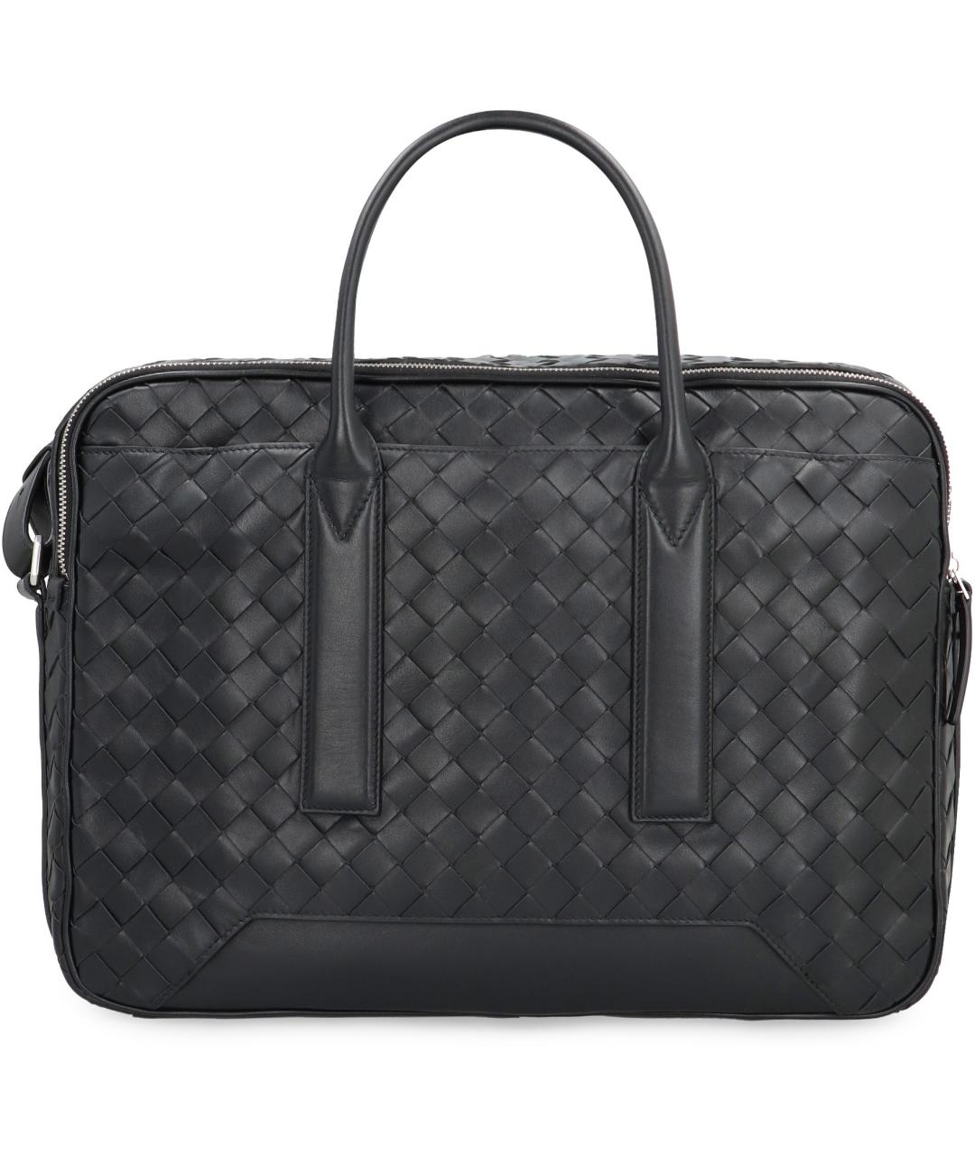BOTTEGA VENETA Черный кожаный портфель, фото 4
