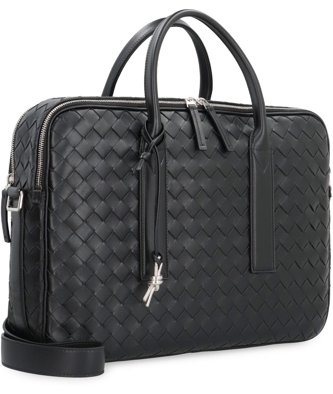 BOTTEGA VENETA Черный кожаный портфель, фото 3