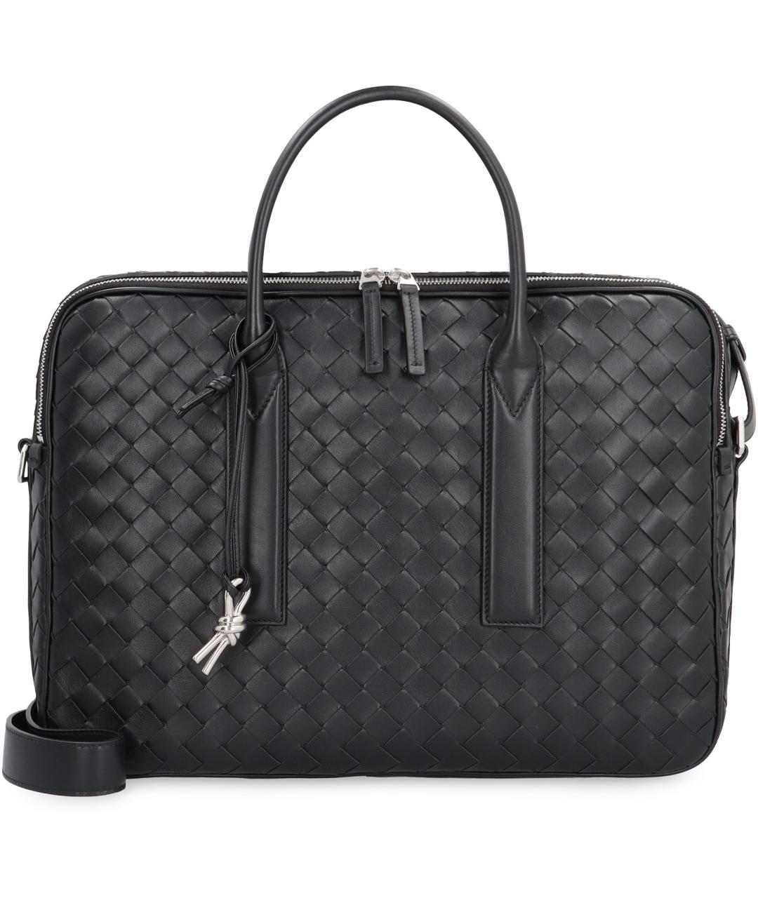 BOTTEGA VENETA Черный кожаный портфель, фото 2