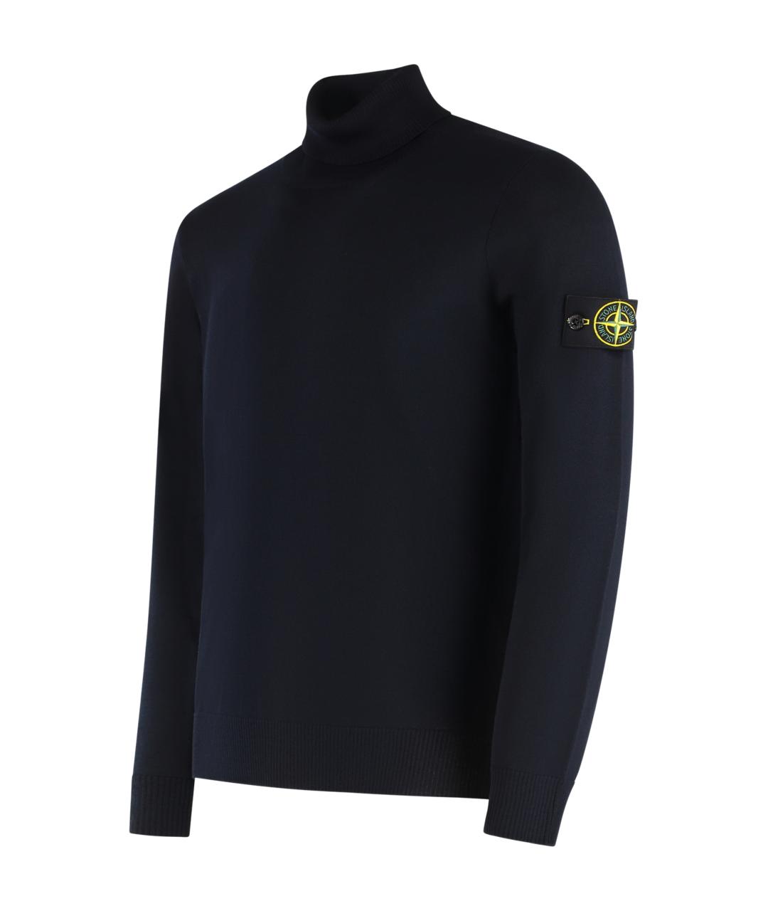 STONE ISLAND Синяя шерстяная водолазка, фото 3