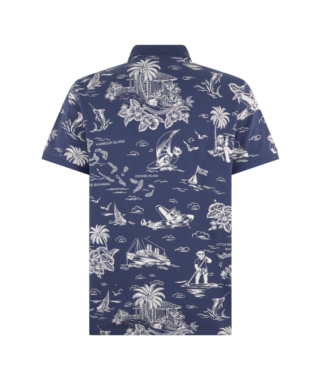 POLO RALPH LAUREN Синее хлопковое поло с коротким рукавом, фото 2