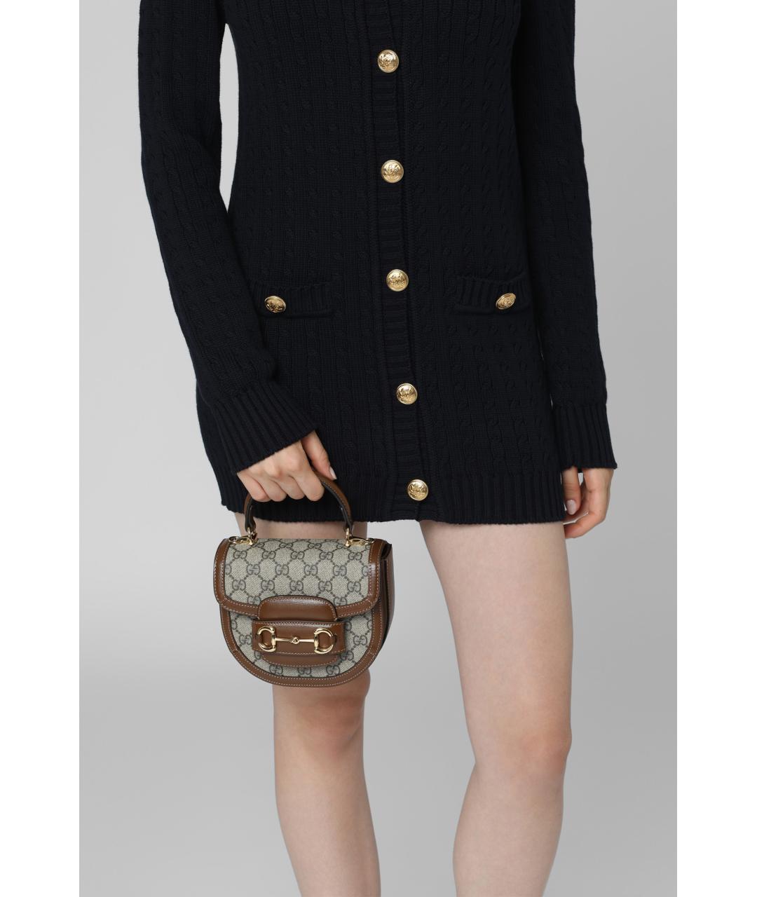 GUCCI Бежевая канва сумка с короткими ручками, фото 6