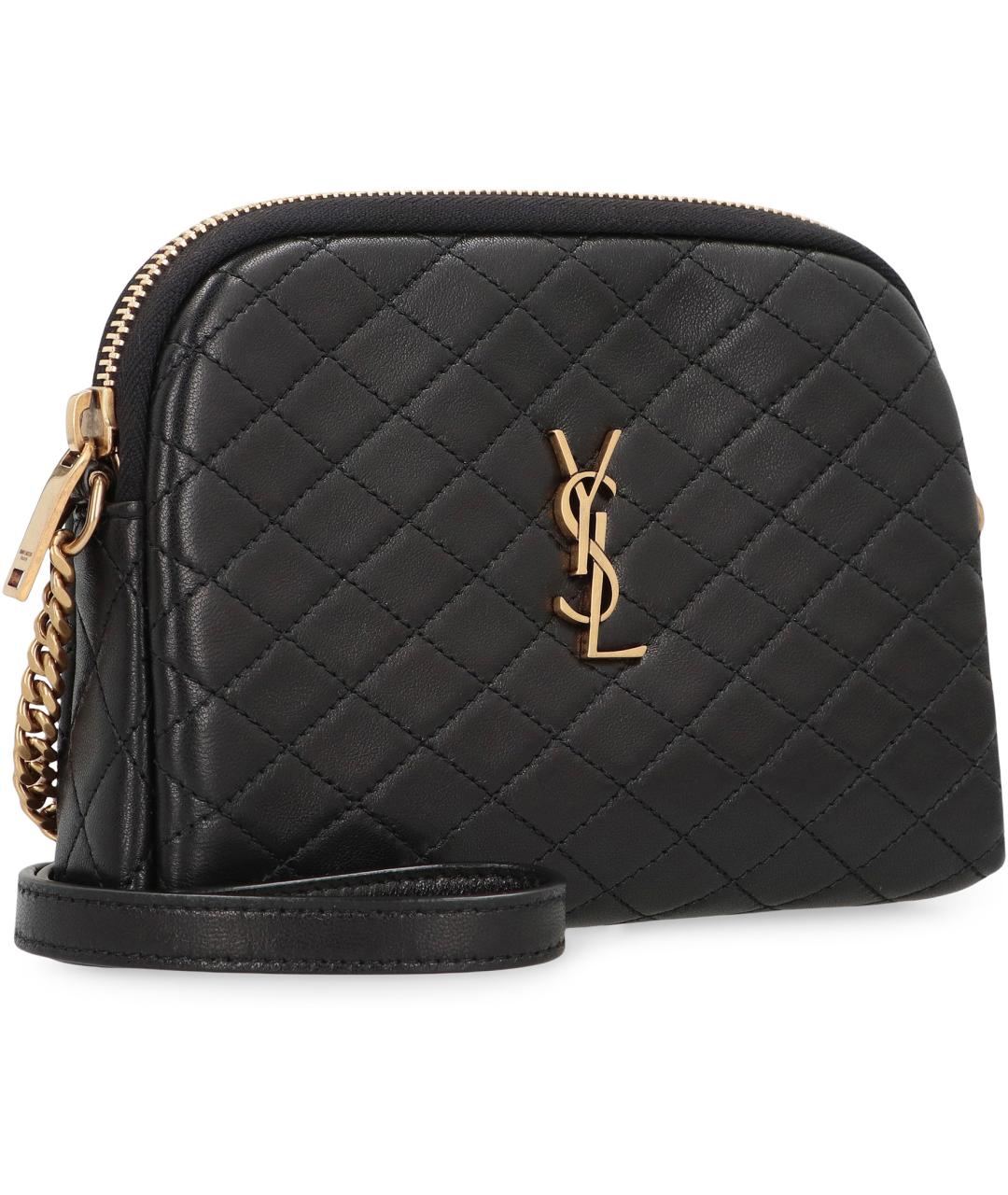 SAINT LAURENT Черная кожаная сумка через плечо, фото 2