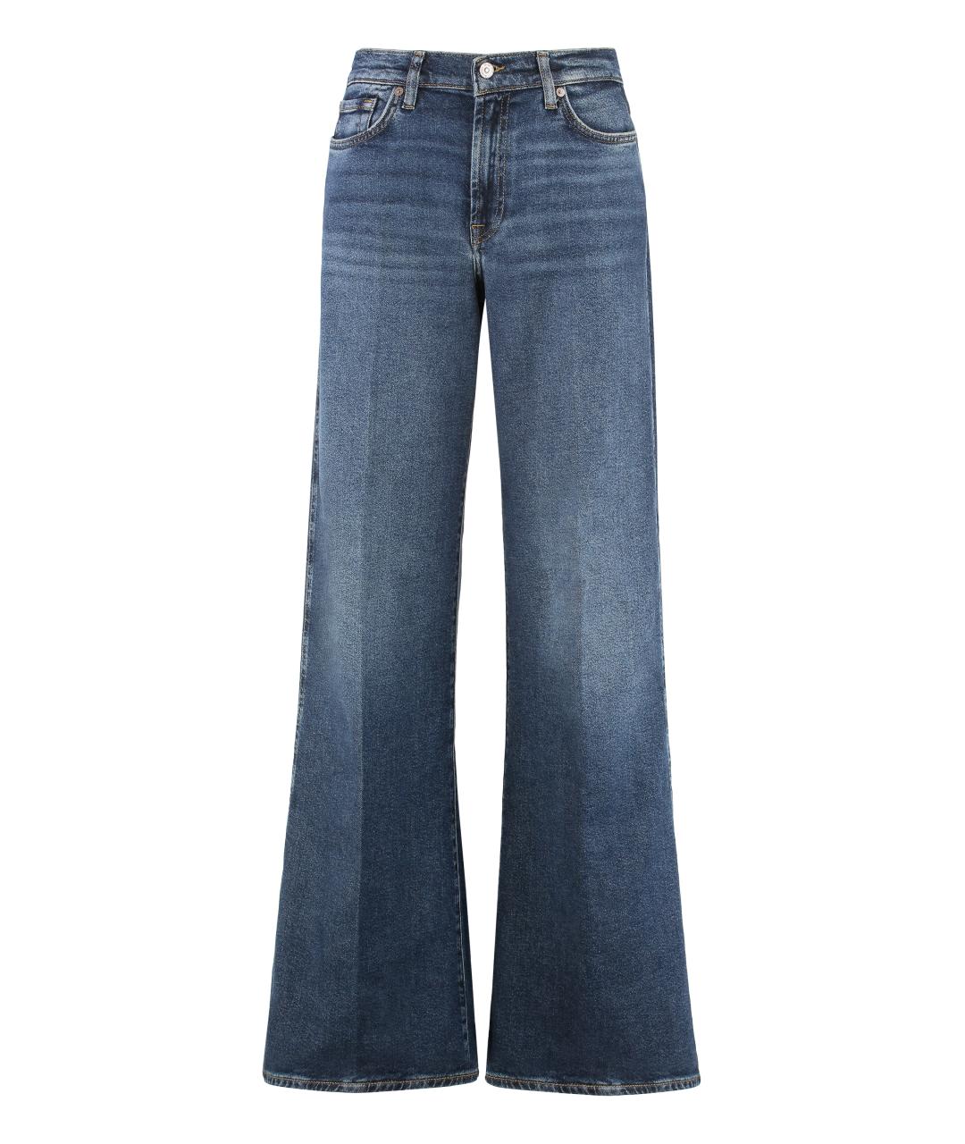 7 FOR ALL MANKIND Синие хлопковые джинсы клеш, фото 1