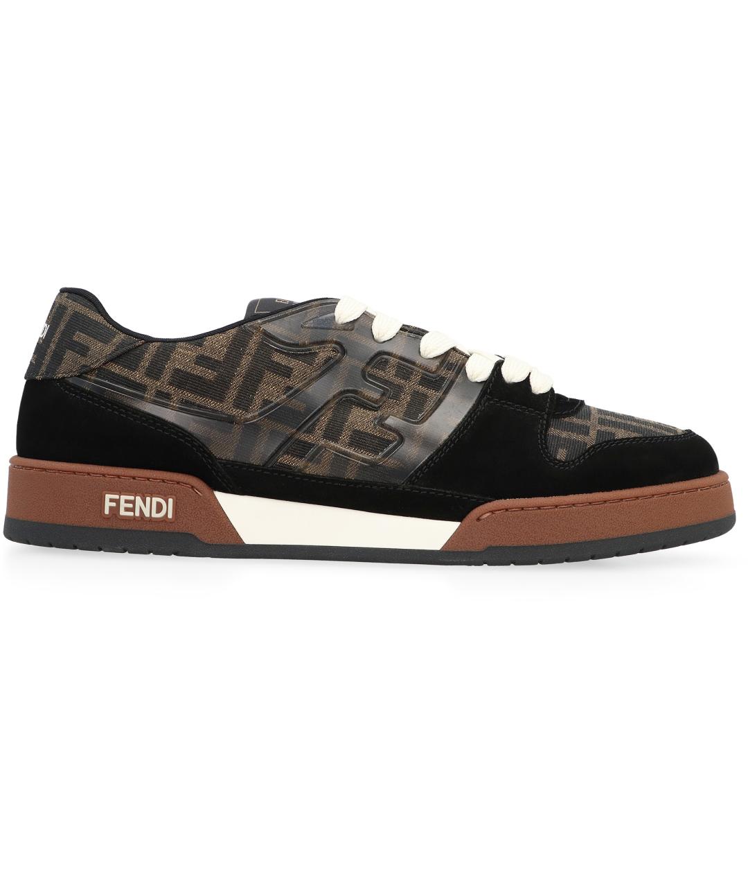 FENDI Черные кожаные низкие кроссовки / кеды, фото 2