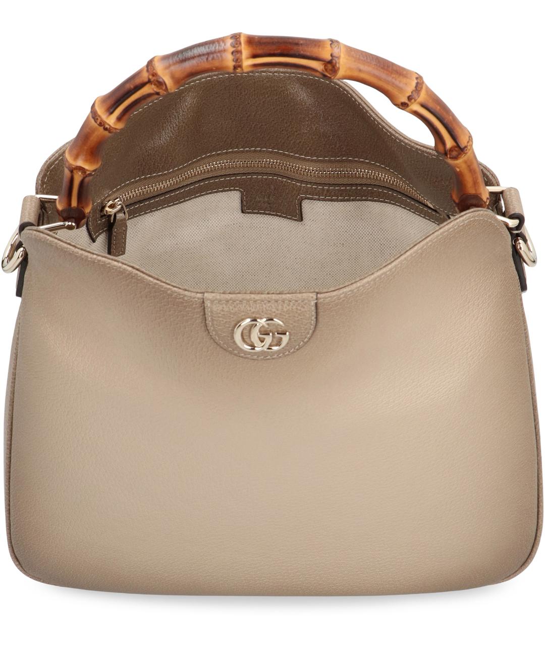 GUCCI Бежевая кожаная сумка тоут, фото 6