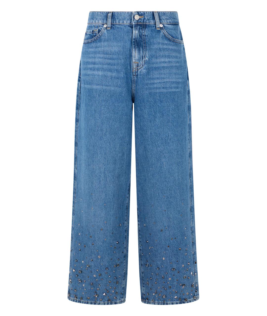 7 FOR ALL MANKIND Синие хлопковые прямые джинсы, фото 1