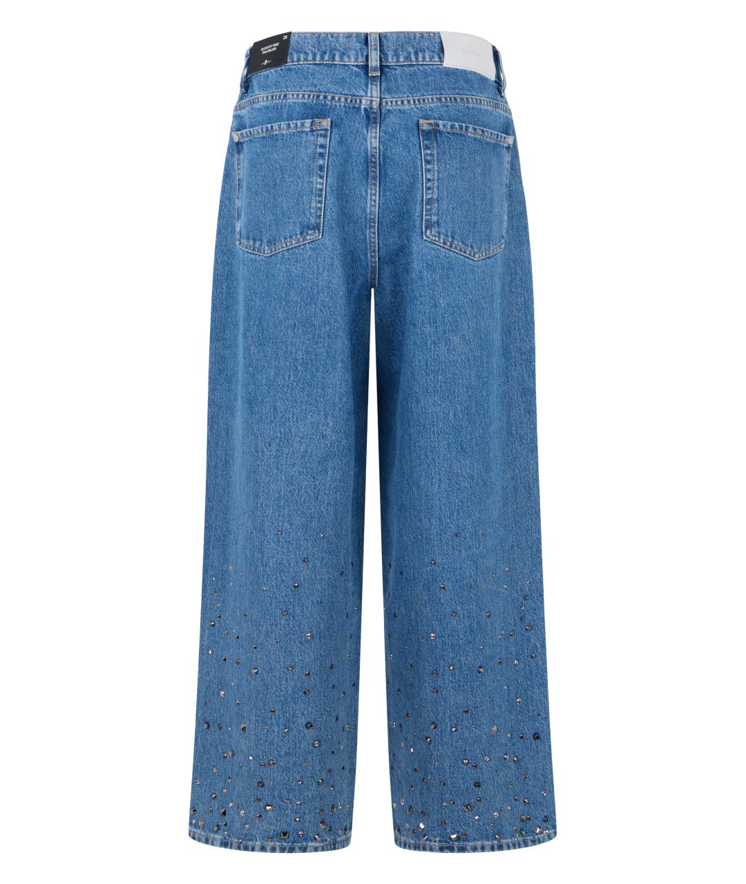7 FOR ALL MANKIND Синие хлопковые прямые джинсы, фото 2