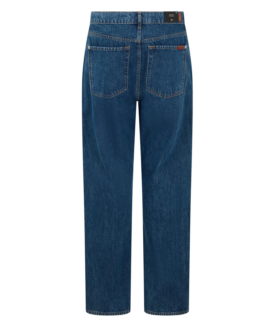 7 FOR ALL MANKIND Синие хлопковые прямые джинсы, фото 2