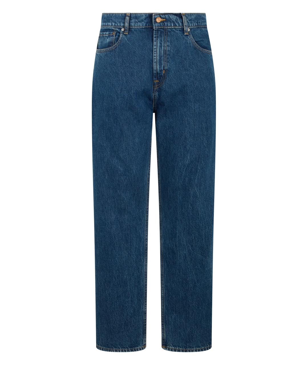 7 FOR ALL MANKIND Синие хлопковые прямые джинсы, фото 1