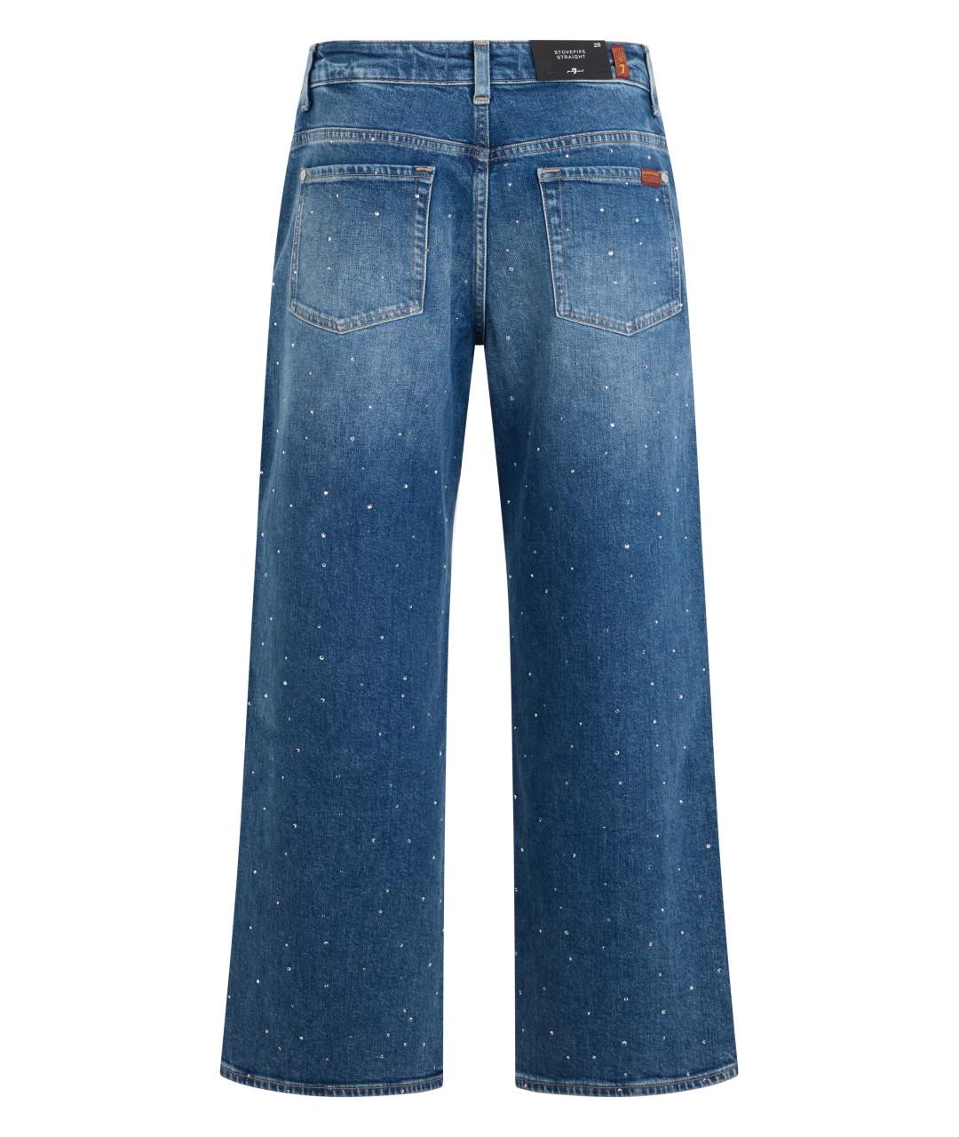 7 FOR ALL MANKIND Синие хлопковые прямые джинсы, фото 2