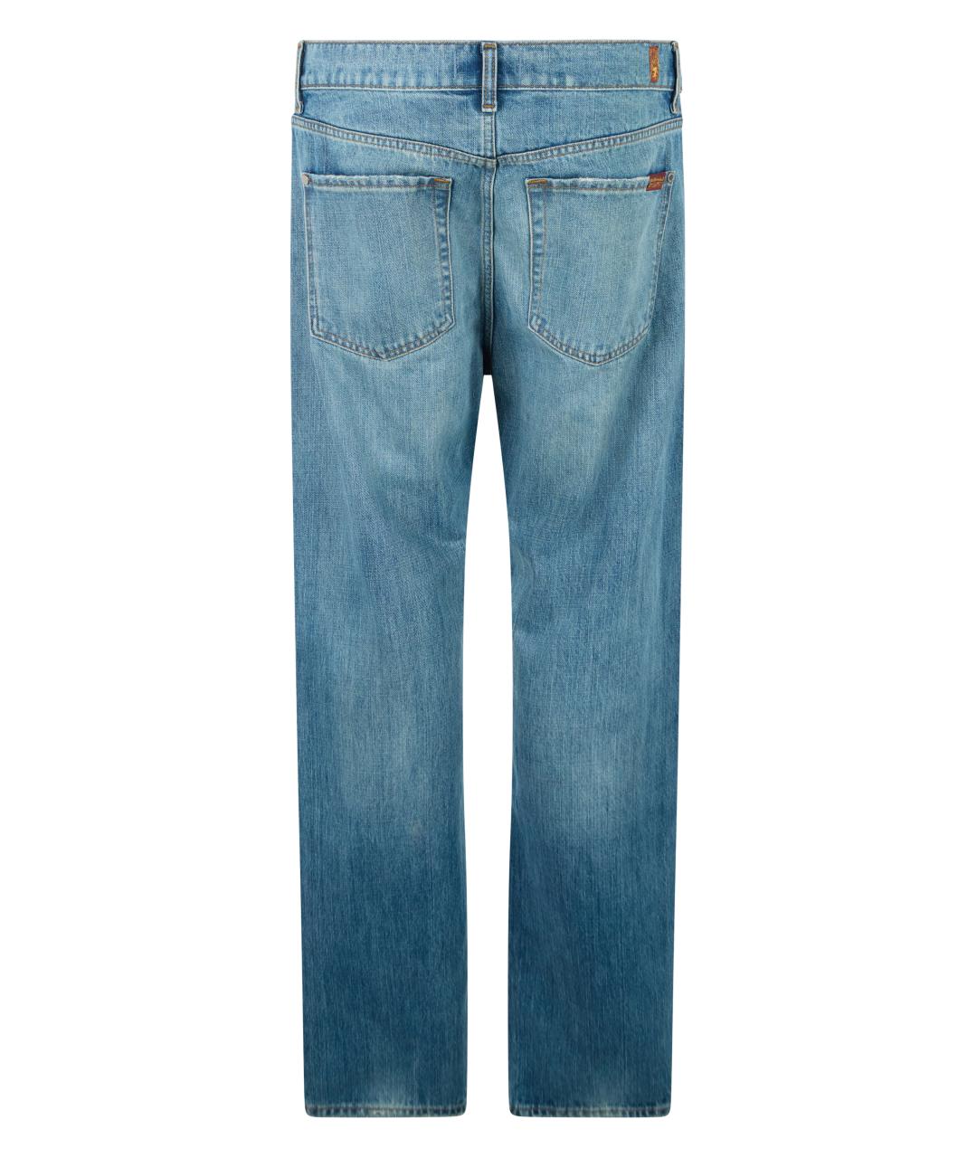 7 FOR ALL MANKIND Синие хлопковые прямые джинсы, фото 2