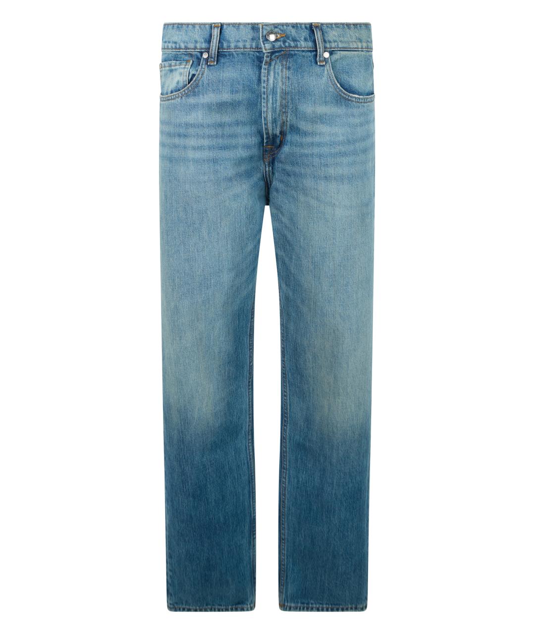 7 FOR ALL MANKIND Синие хлопковые прямые джинсы, фото 1