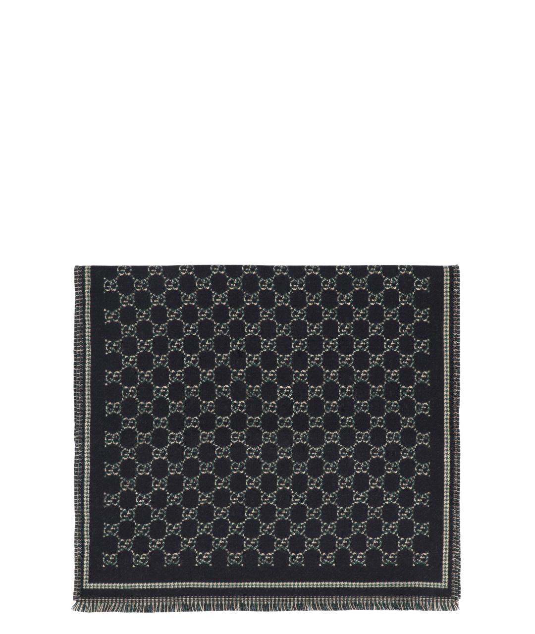 GUCCI Черный шерстяной шарф, фото 2