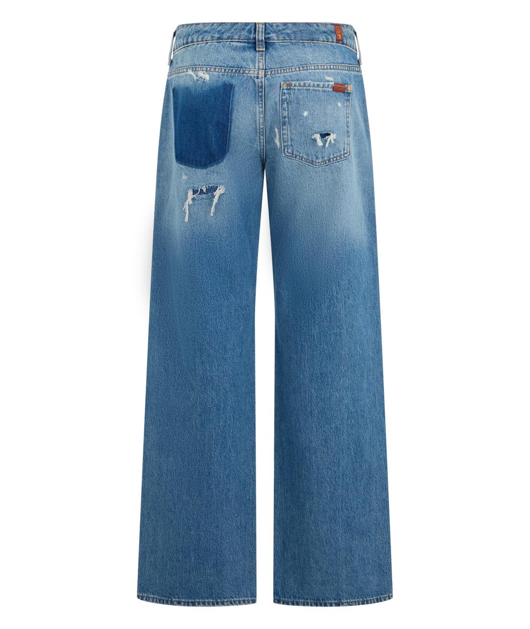 7 FOR ALL MANKIND Синие хлопковые джинсы клеш, фото 2
