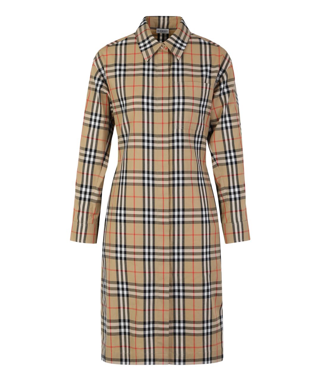 BURBERRY Бежевое хлопковое повседневное платье, фото 1