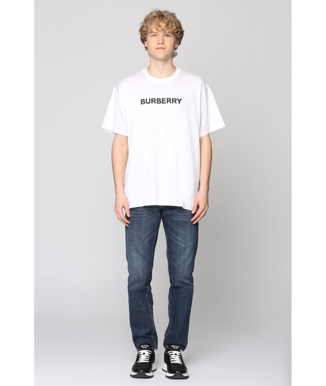 BURBERRY Белая хлопковая футболка, фото 3