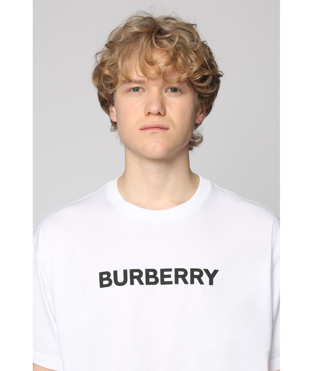 BURBERRY Белая хлопковая футболка, фото 5