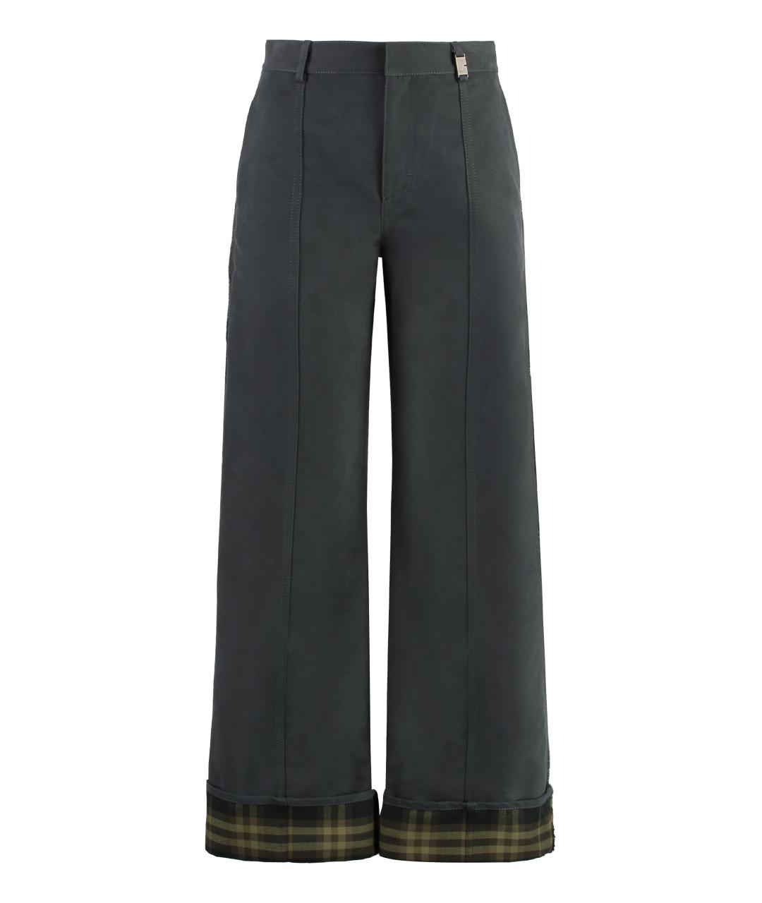 BURBERRY Серые хлопковые прямые брюки, фото 1