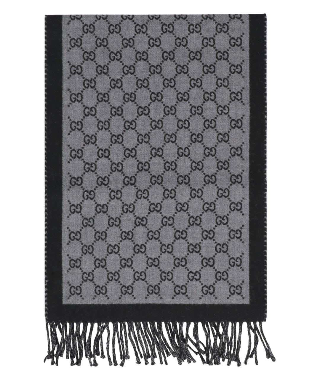 GUCCI Серый шерстяной шарф, фото 1