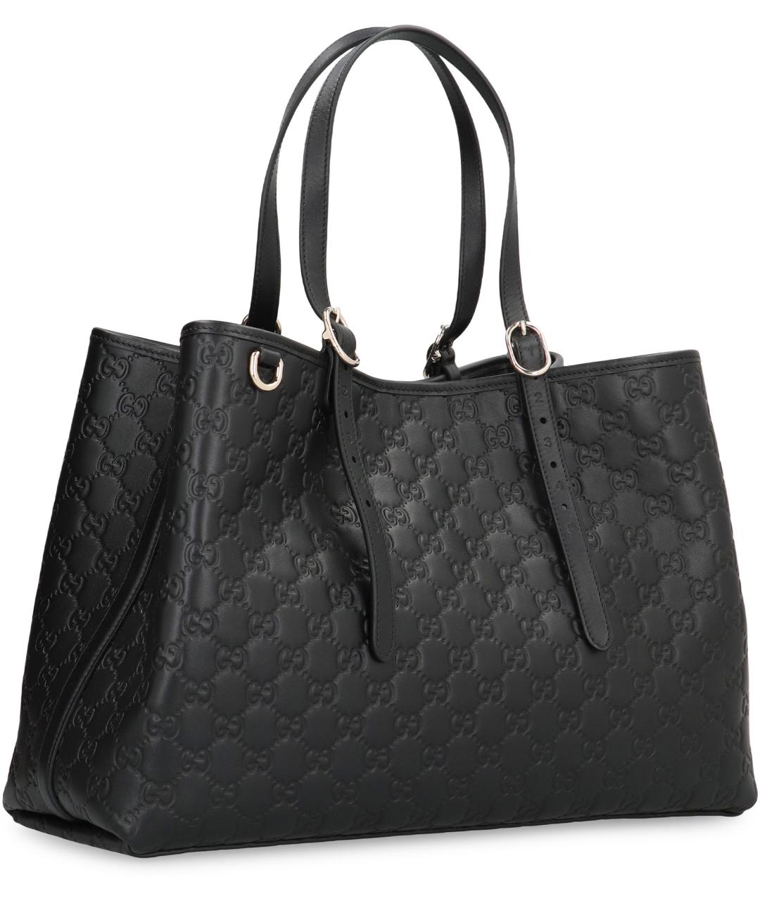 GUCCI Черная кожаная сумка тоут, фото 3