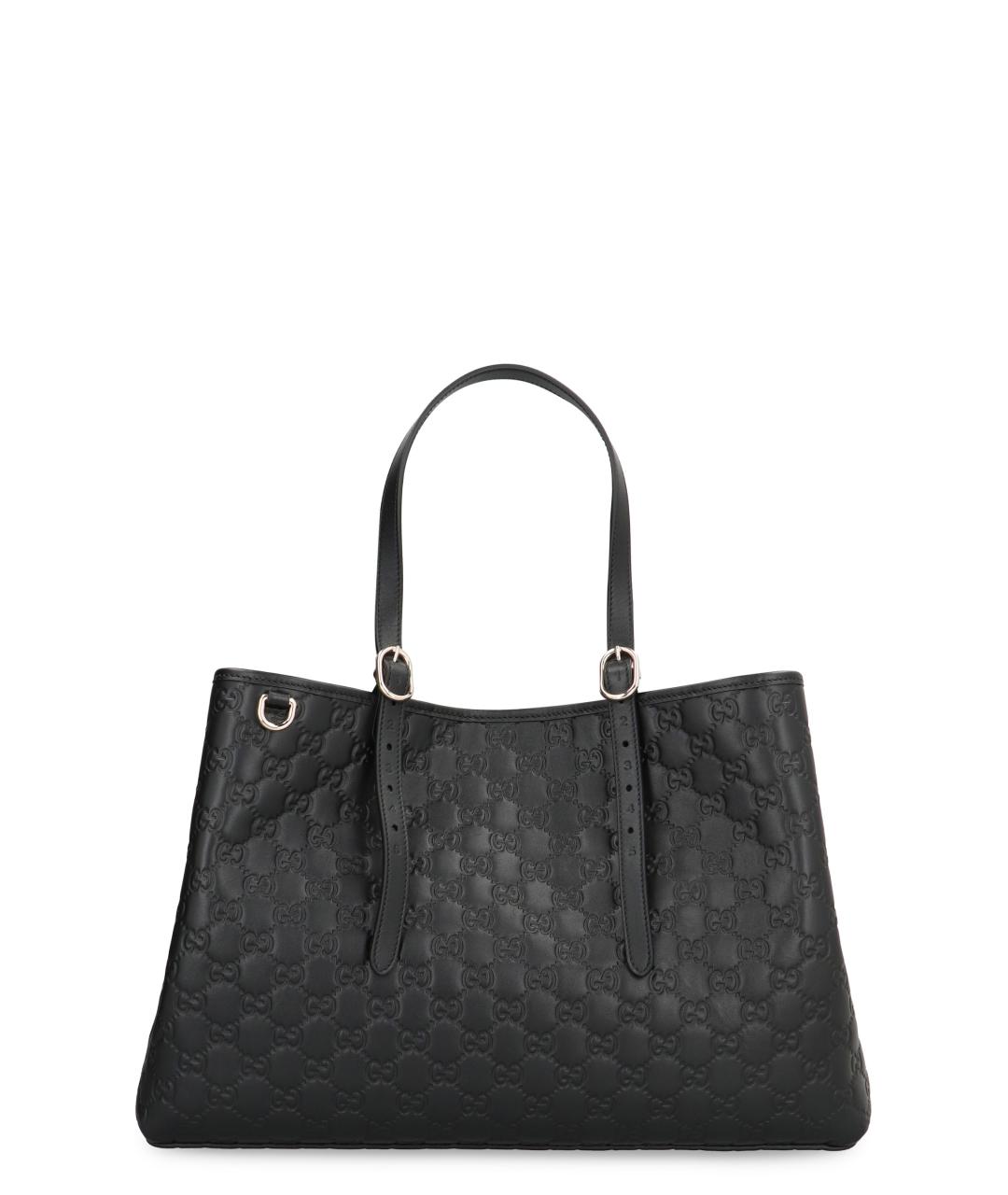 GUCCI Черная кожаная сумка тоут, фото 1