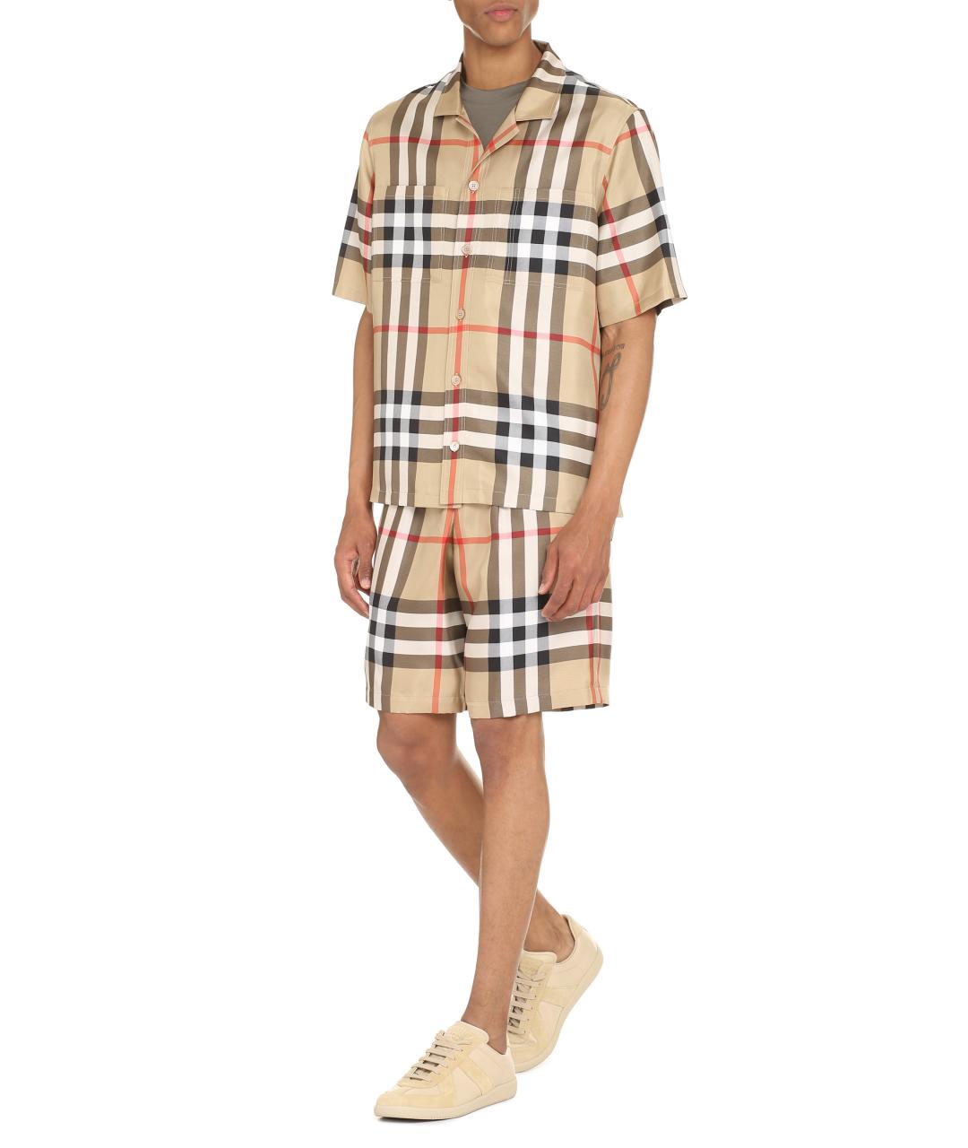 BURBERRY Бежевая шелковая кэжуал рубашка, фото 3