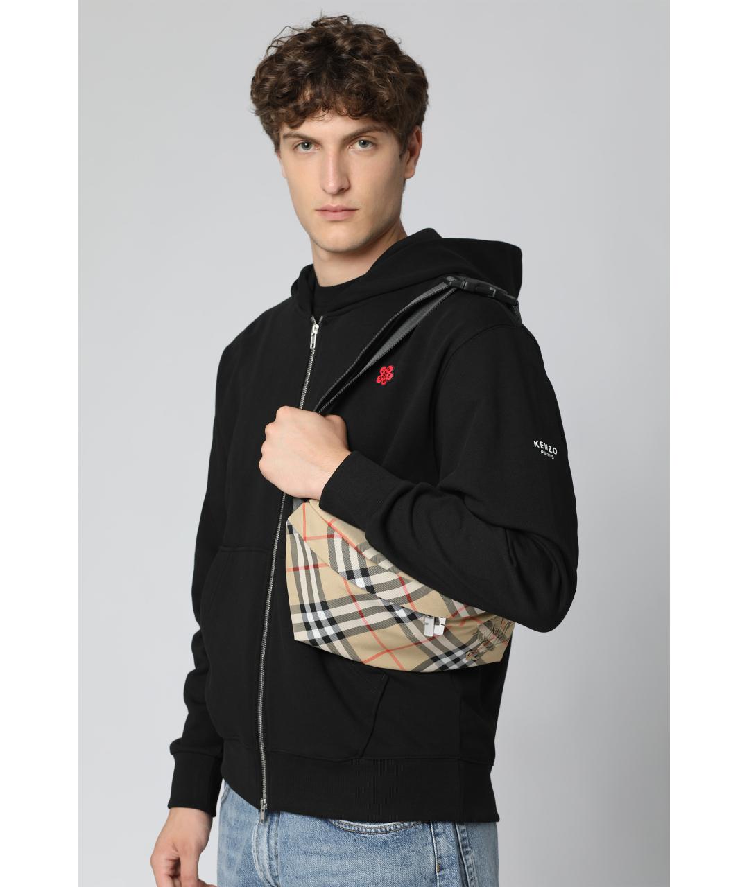 BURBERRY Бежевая тканевая поясная сумка, фото 5
