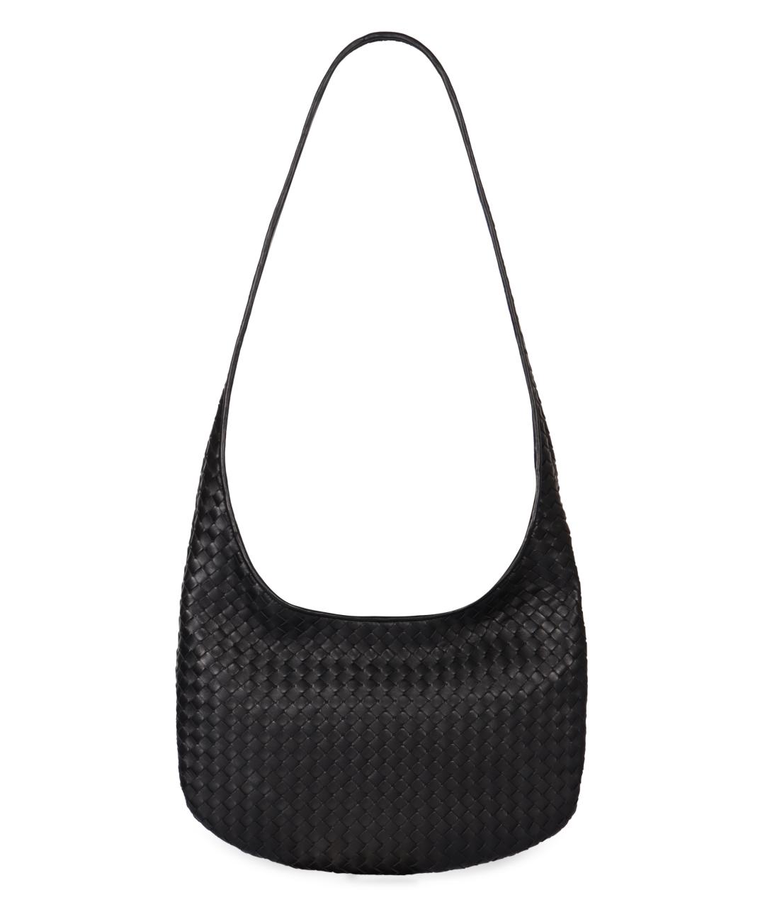 BOTTEGA VENETA Черная кожаная сумка на плечо, фото 4