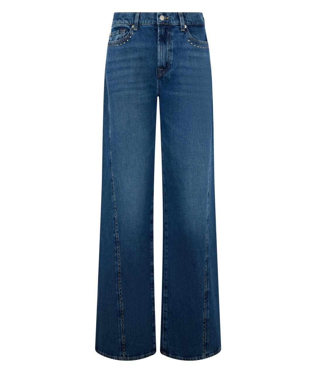 7 FOR ALL MANKIND Синие хлопковые прямые джинсы, фото 1