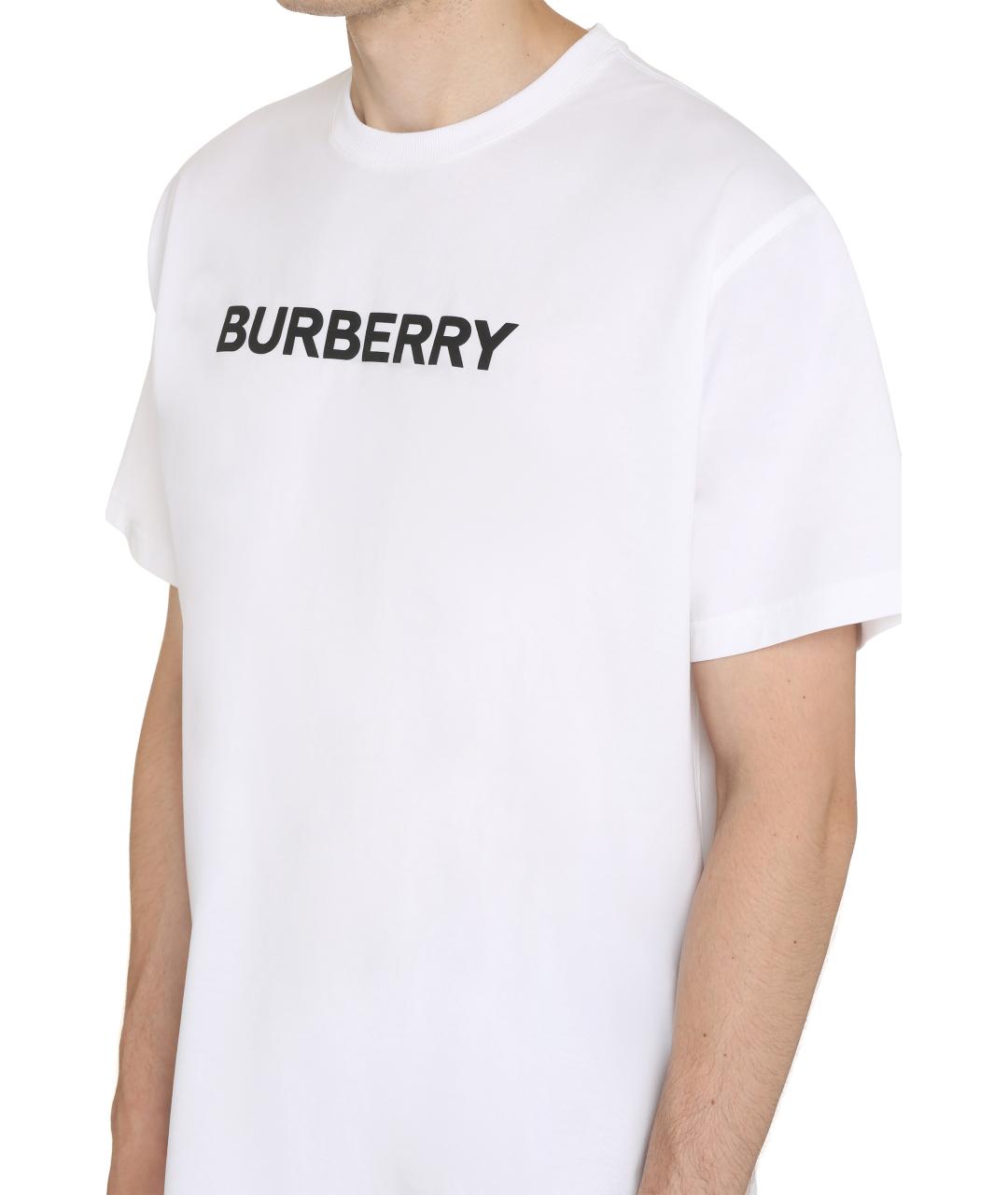 BURBERRY Белая хлопковая футболка, фото 5