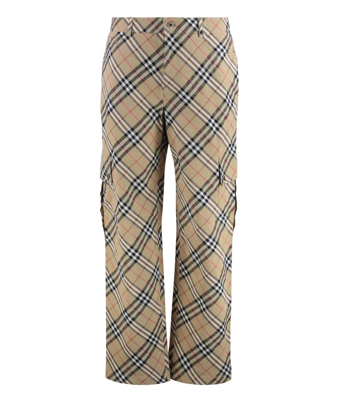 BURBERRY Бежевые льняные повседневные брюки, фото 1