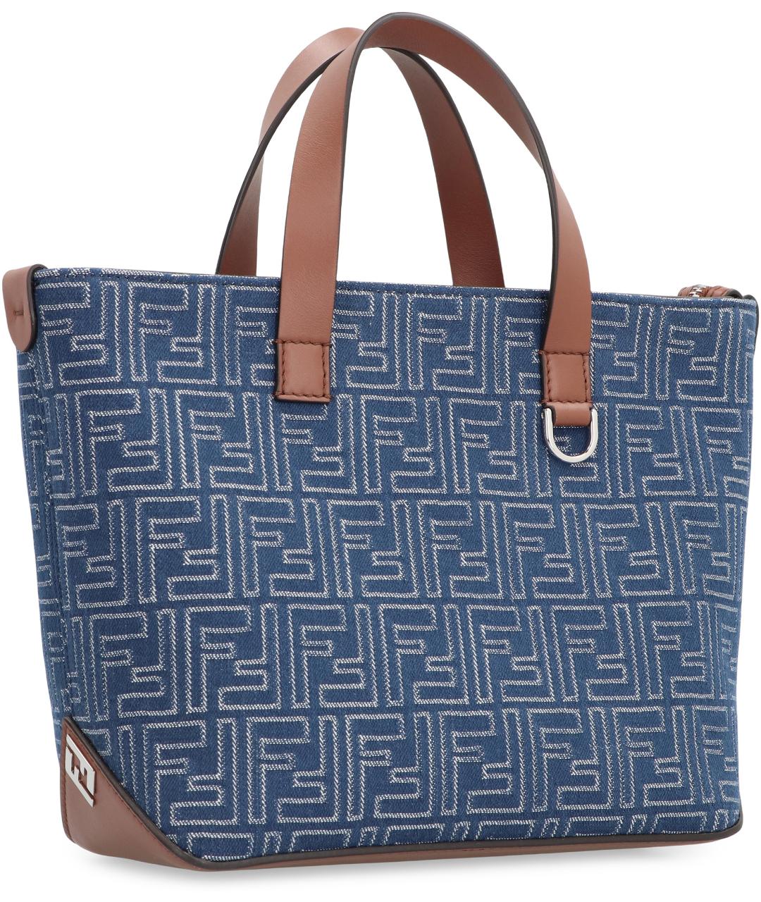 FENDI Синяя хлопковая сумка тоут, фото 2