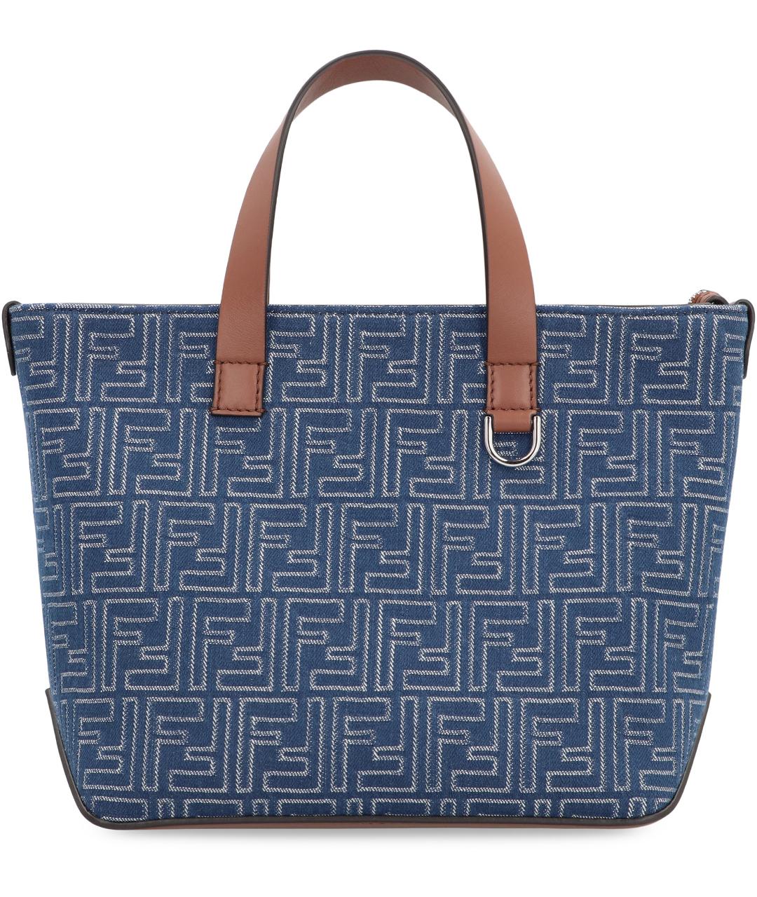 FENDI Синяя хлопковая сумка тоут, фото 1