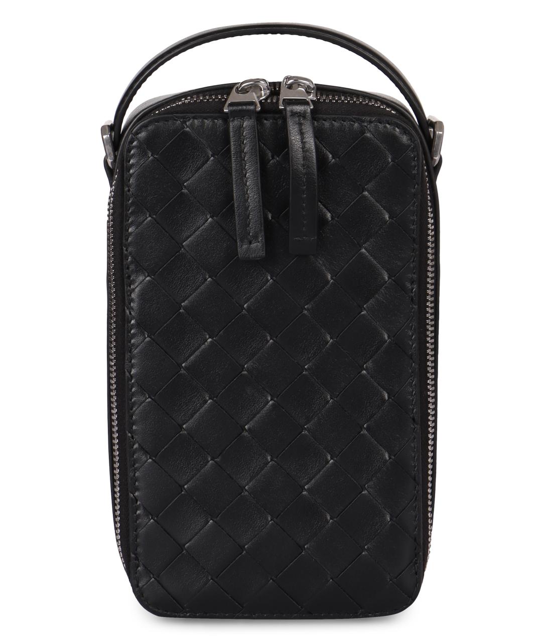 BOTTEGA VENETA Черная кожаная сумка на плечо, фото 2