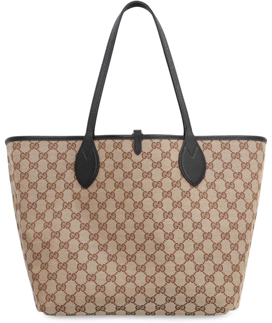 GUCCI Черная кожаная сумка тоут, фото 5