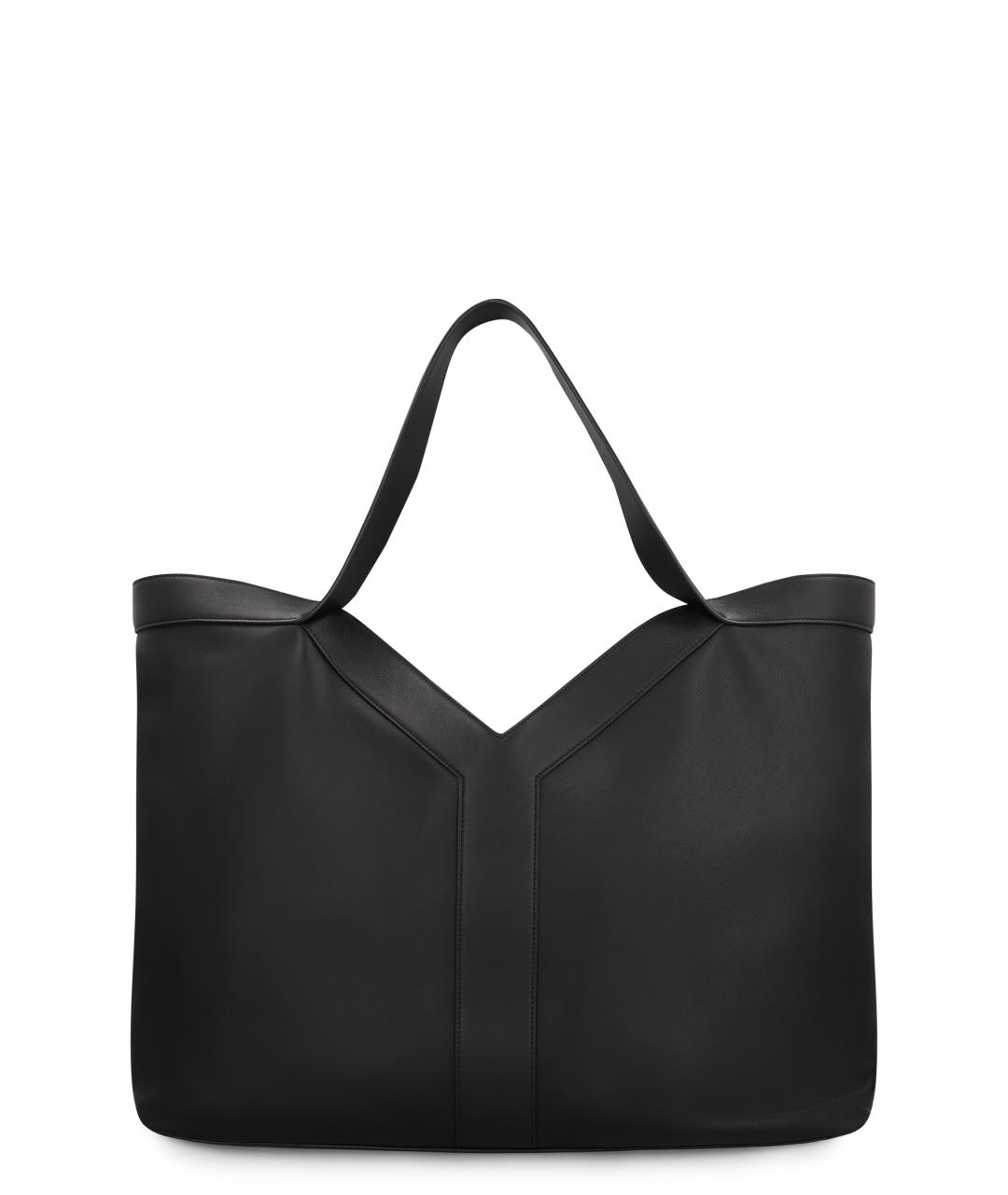 SAINT LAURENT Черная кожаная сумка тоут, фото 1