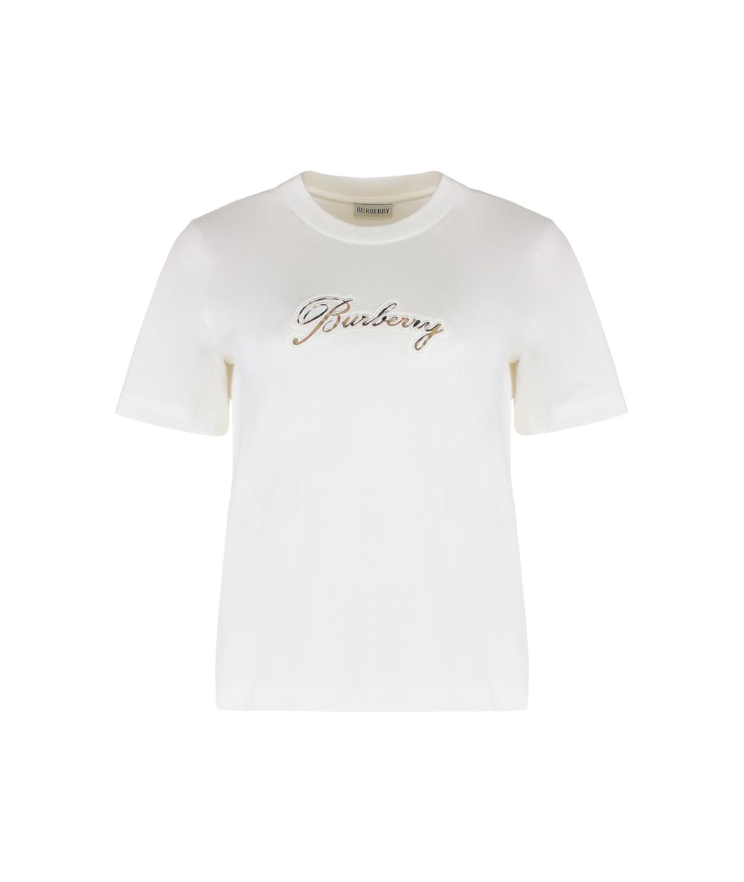 BURBERRY Белая хлопковая футболка, фото 1