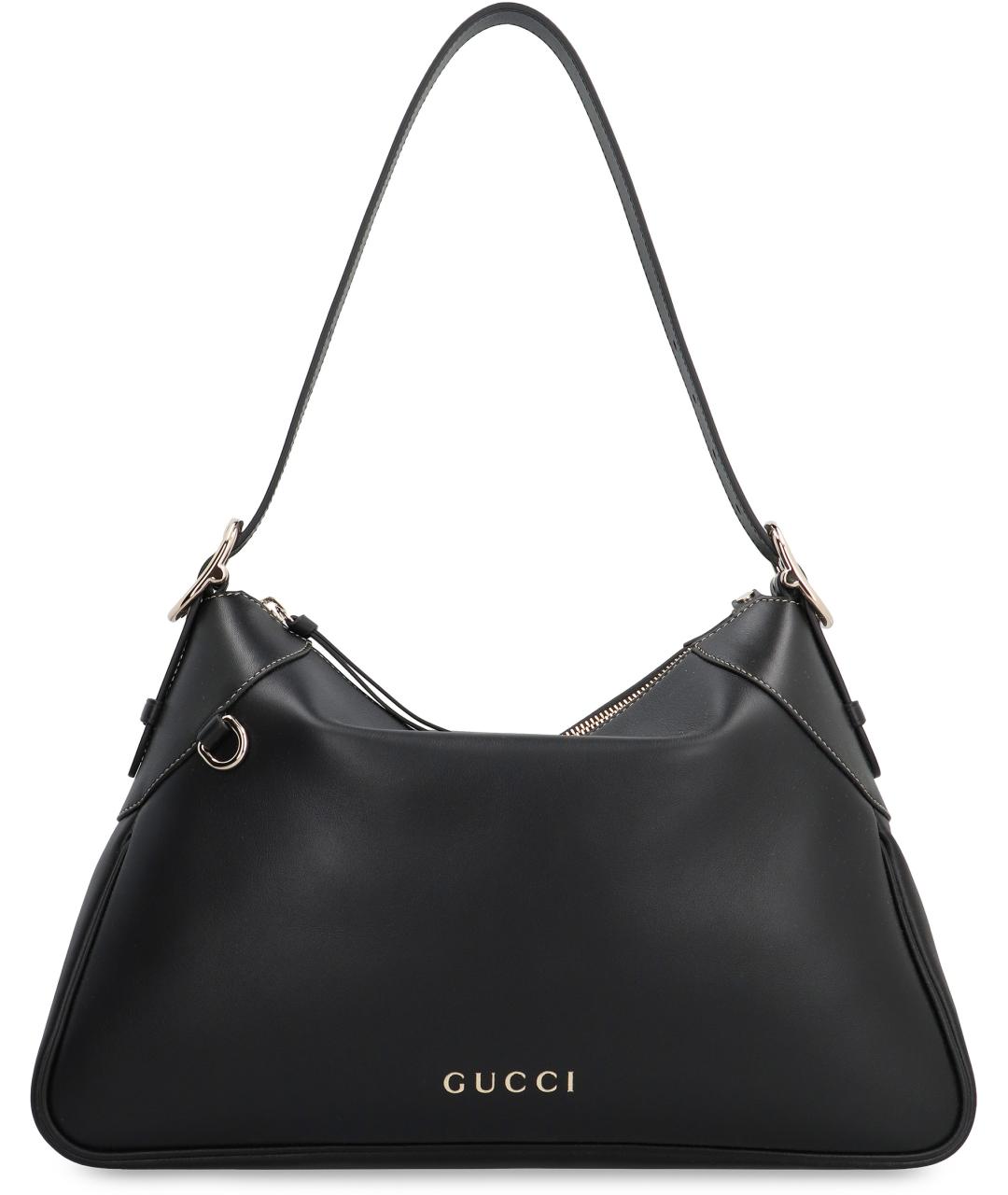 GUCCI Черная кожаная сумка через плечо, фото 1