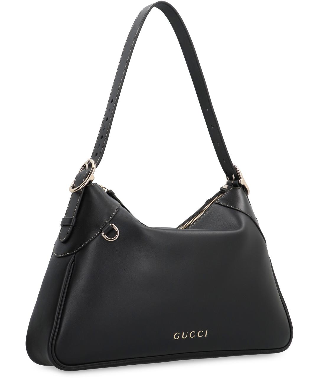 GUCCI Черная кожаная сумка через плечо, фото 2