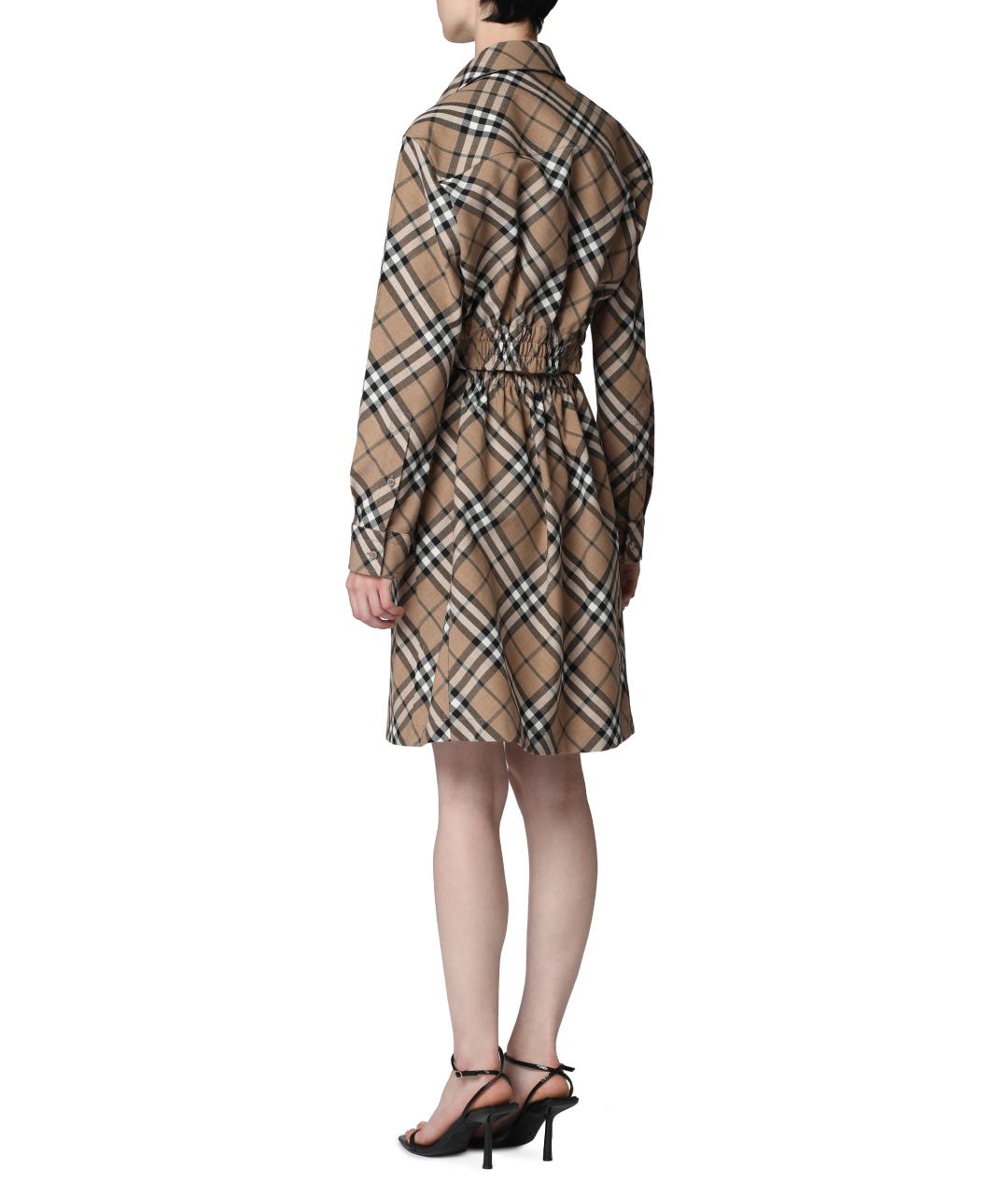 BURBERRY Бежевое полиэстеровое платье, фото 4