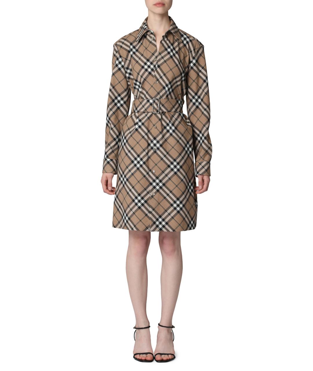 BURBERRY Бежевое полиэстеровое платье, фото 3