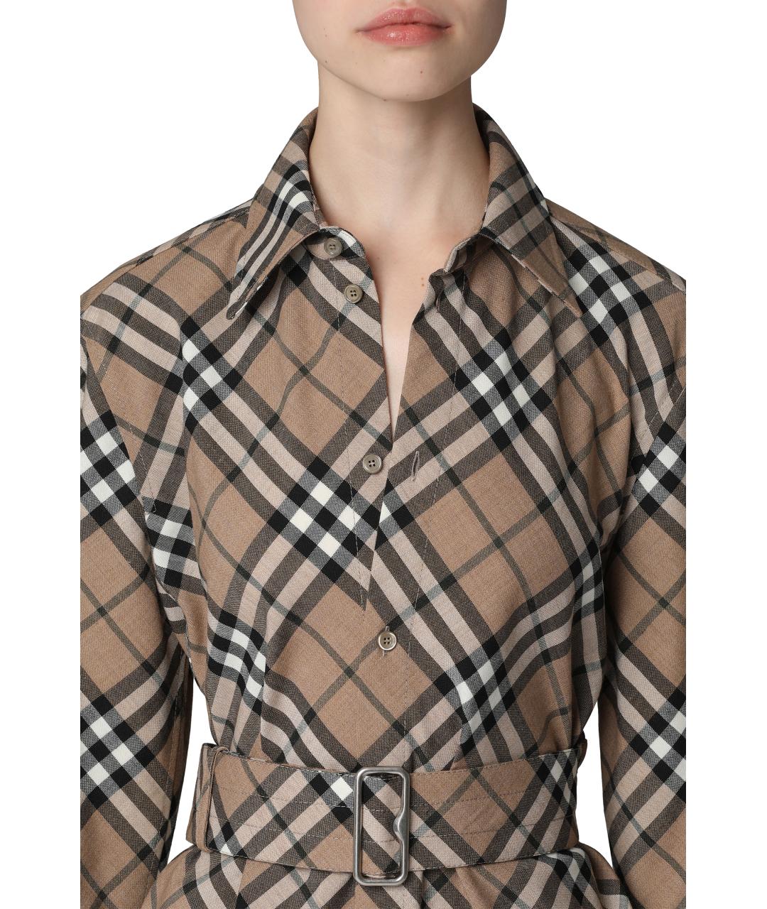 BURBERRY Бежевое полиэстеровое платье, фото 5